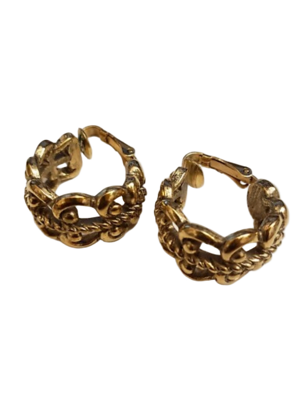 Vintage Avon 1977 Silver French Filigree Clip-On Hoop Earrings
